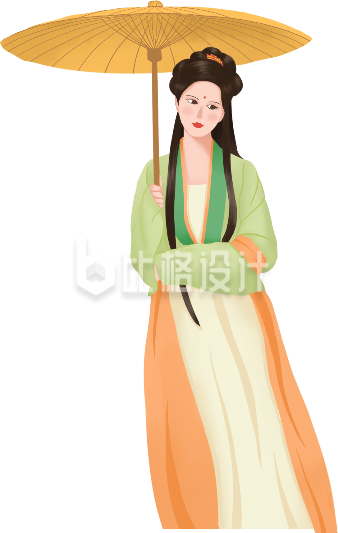 拿油纸伞的汉服小姐姐手绘