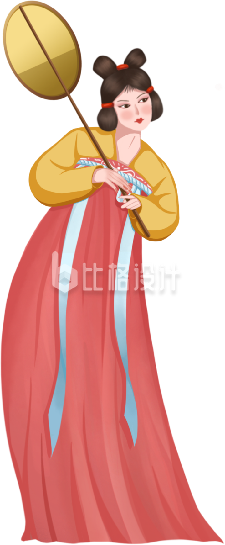 汉服小姐姐拿这扇子手绘插画 汉服小姐姐拿这扇子手绘插画