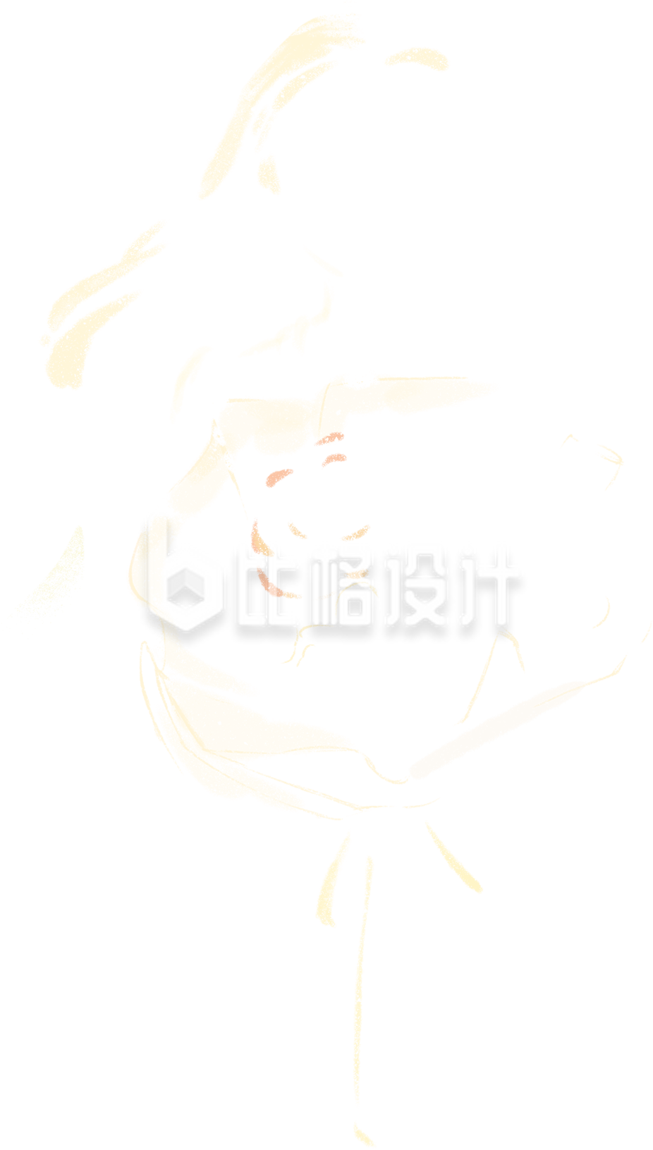 美少女抱着花束美丽手绘插画