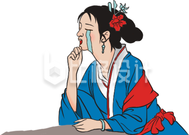 哭泣的美少女插画