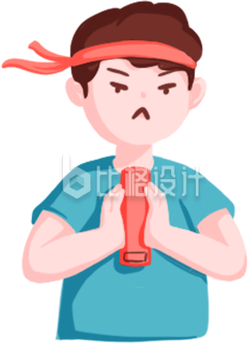 可爱的备考小男孩手绘插画