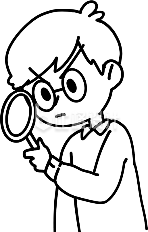拿着放大镜看事情的人插画