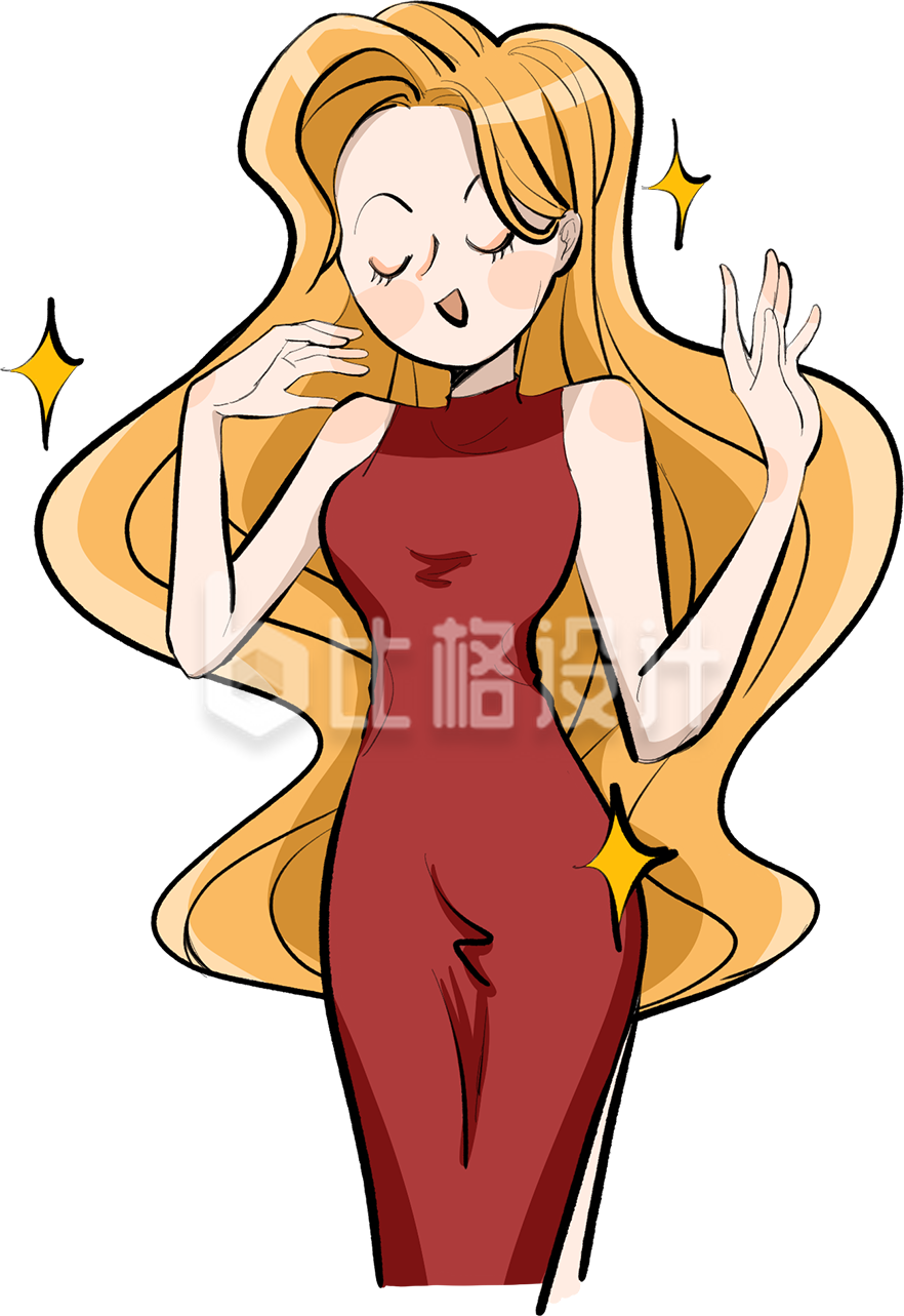 漂亮的小姐姐手绘插画