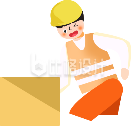 建筑工人手绘安全插画