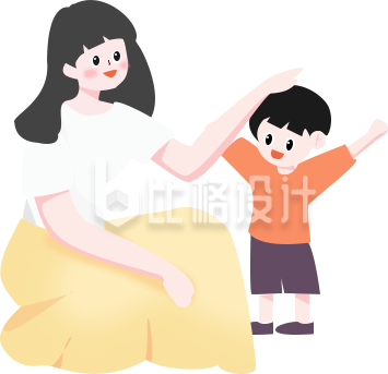 母亲和孩子手绘插画