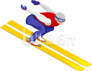 滑雪手绘人物插画运动