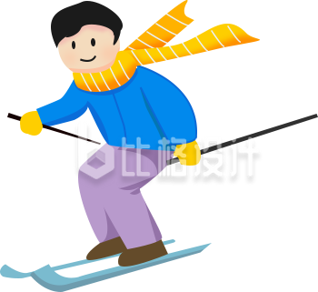 滑雪手绘插画人物