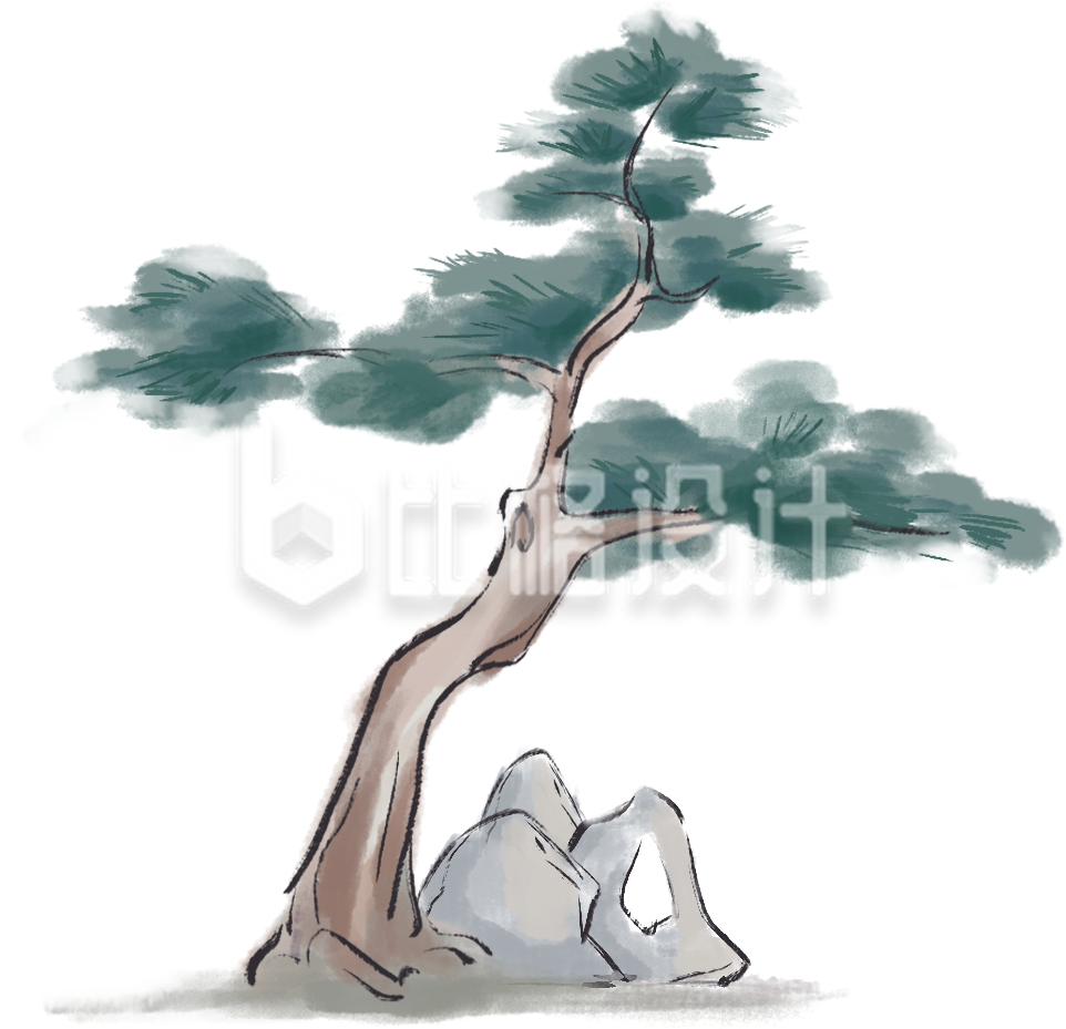 大树植物手绘插画