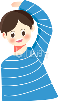 可爱的小男孩手绘插画