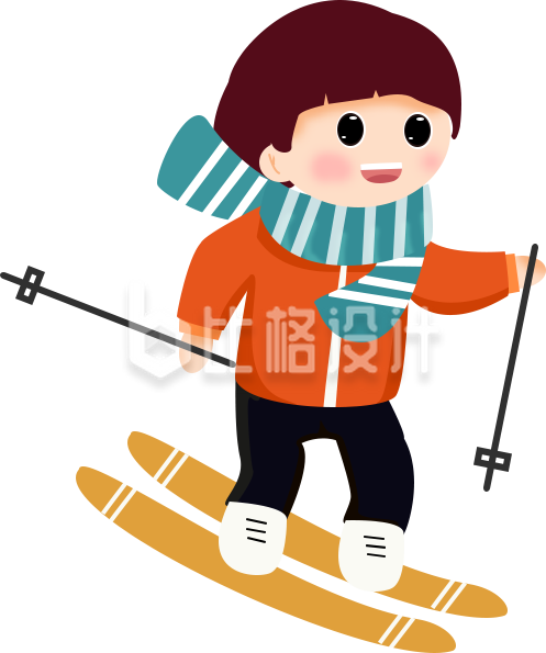 滑雪可爱的小男孩