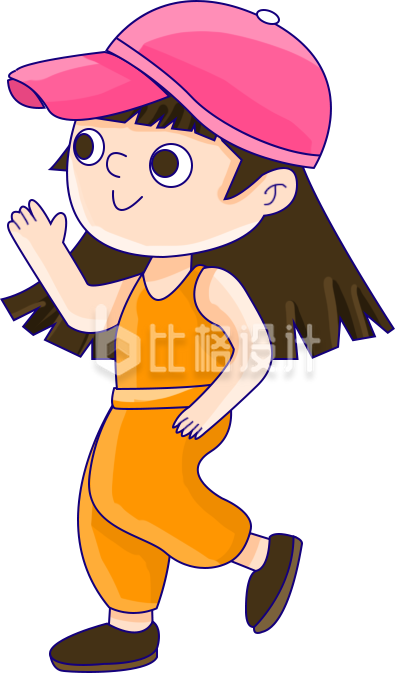 可爱带帽子的小女孩手绘插画