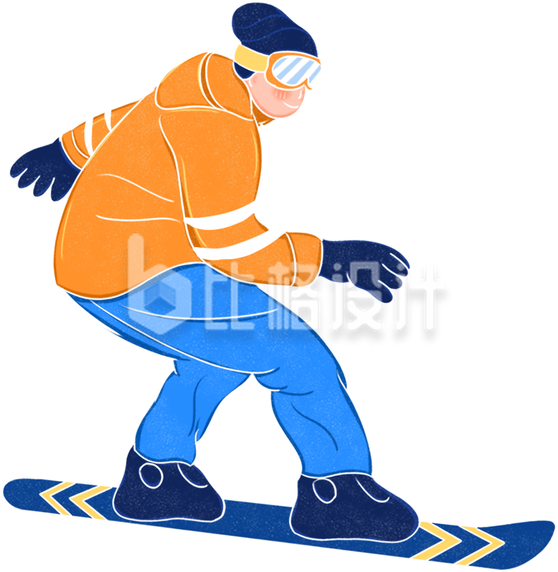 滑雪手绘插画