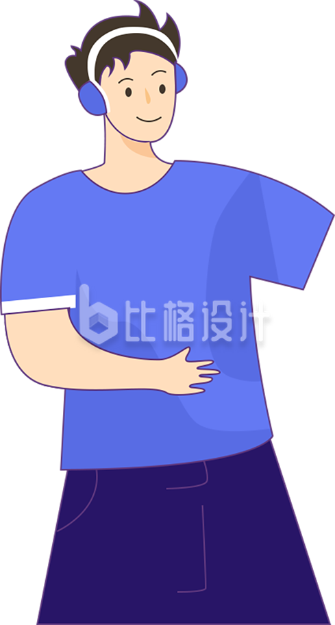 戴耳机的小男孩手绘
