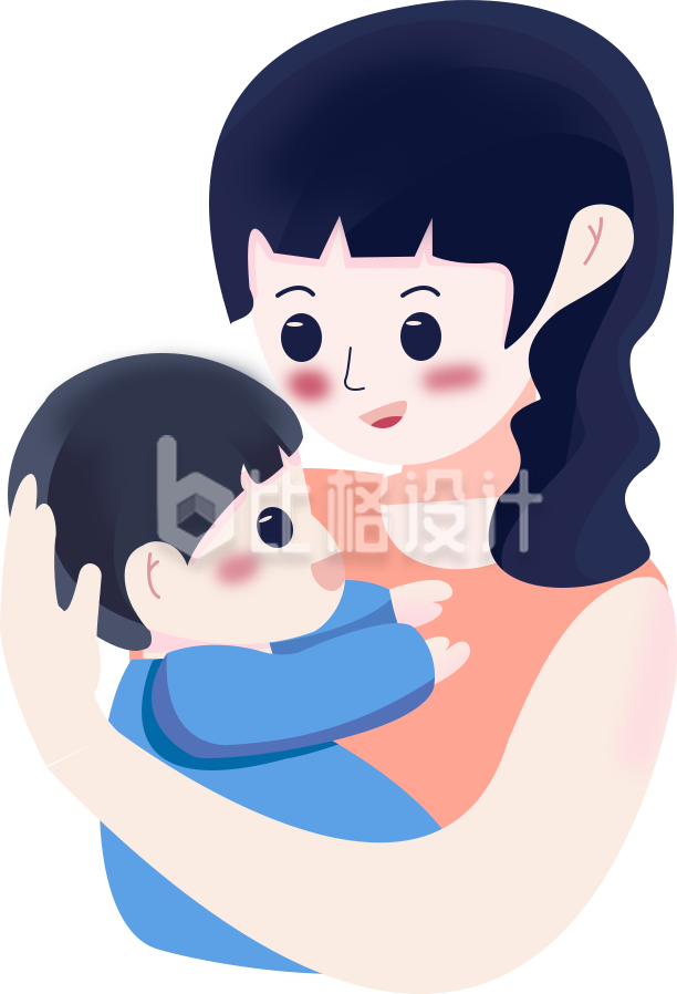 妈妈抱着宝宝母爱手绘