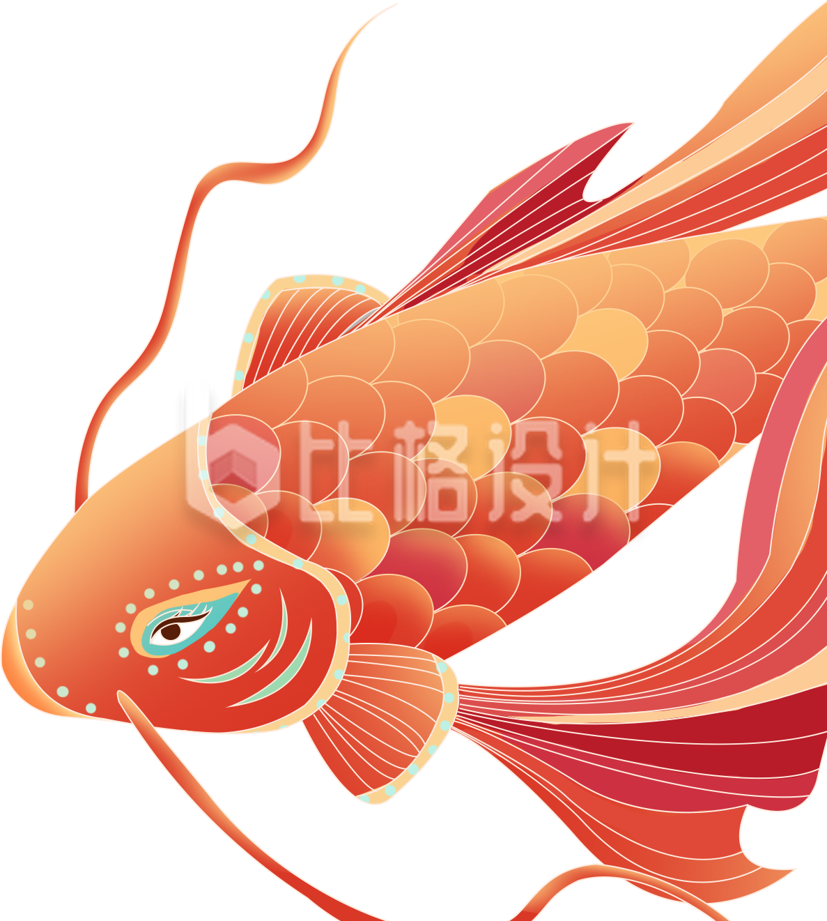 可爱的锦鲤手绘插画