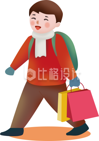 拿购物袋的男人手绘