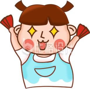 可爱的小女孩手绘插画