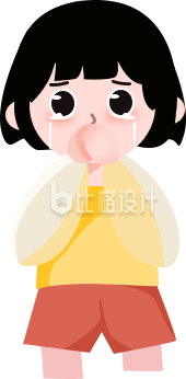 哭泣的小女孩手绘插画