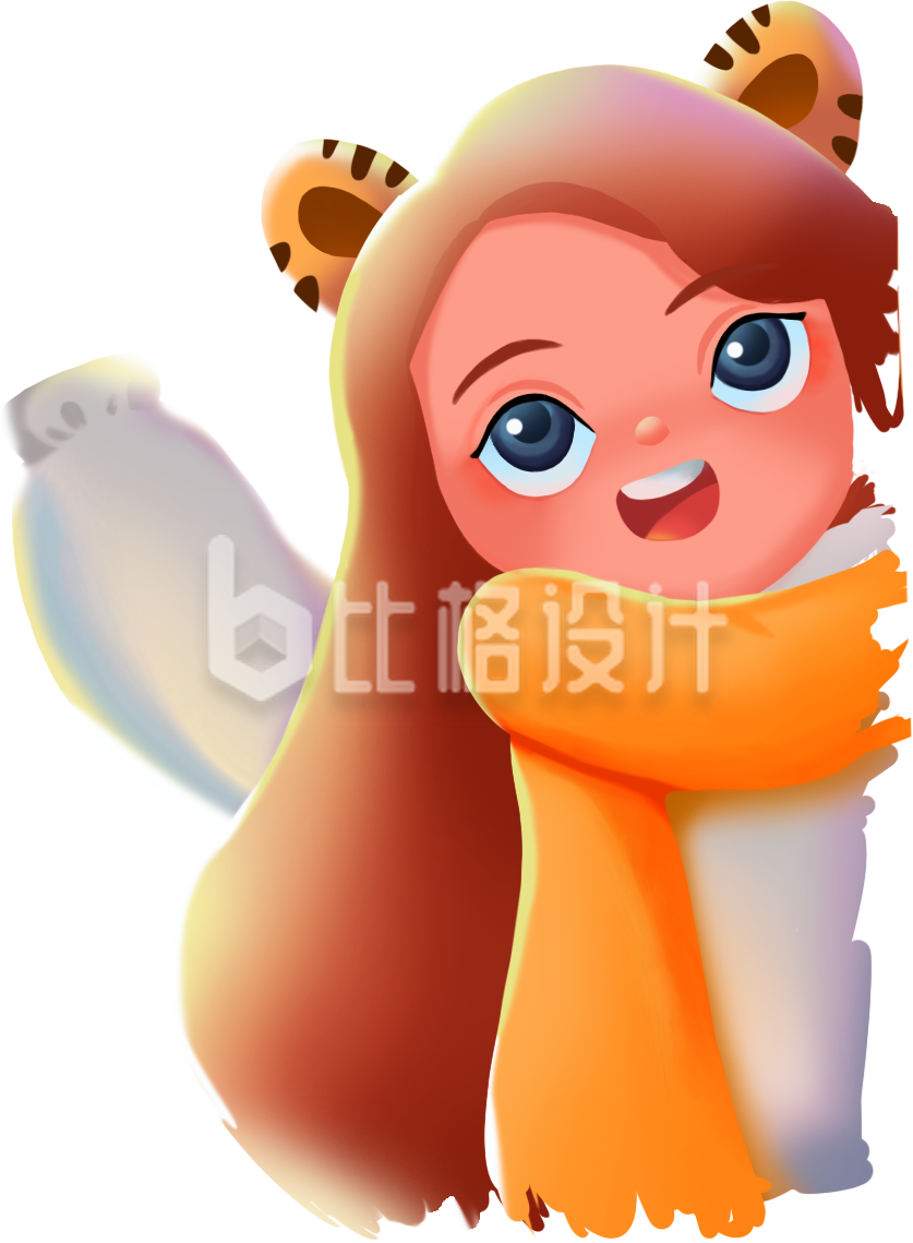 可爱的小女孩手绘插画