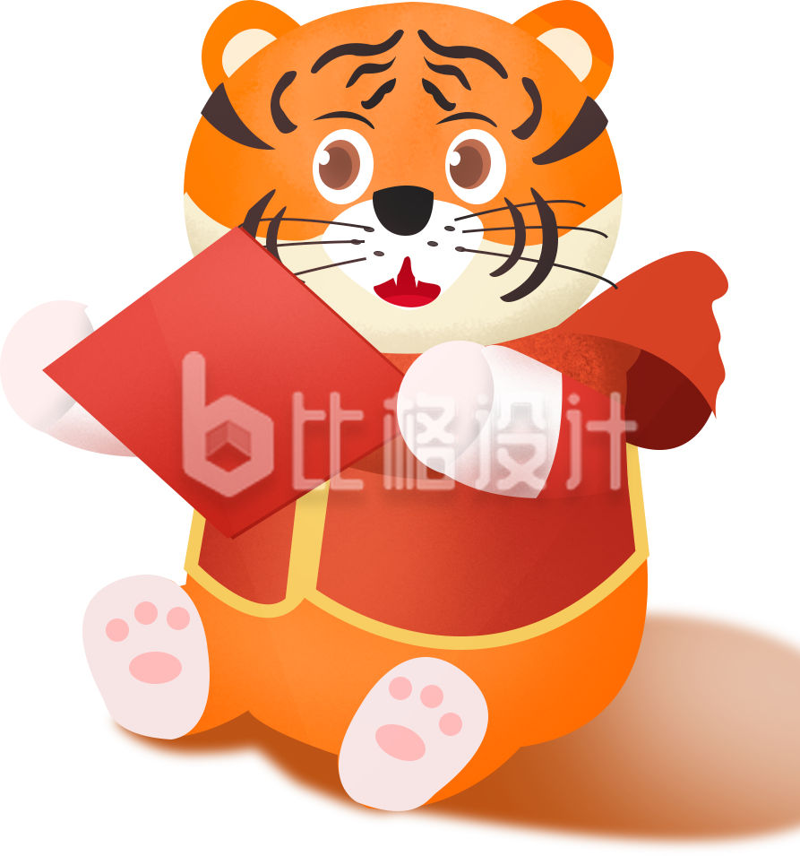 可爱的小老虎手绘插画
