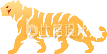老虎剪纸手绘插画