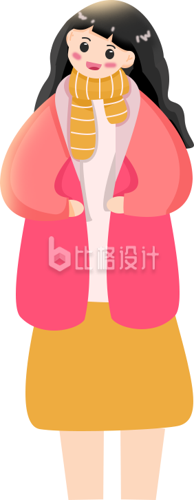 可爱手绘插画小女孩趣味