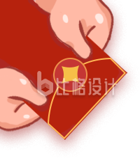 手绘插画拿红包趣味可爱