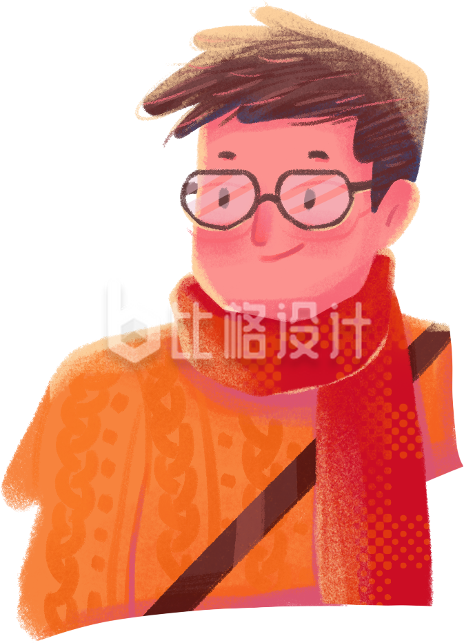 戴眼镜的小伙子手绘插画