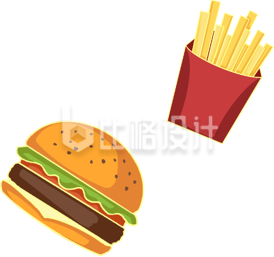 快餐手绘插画