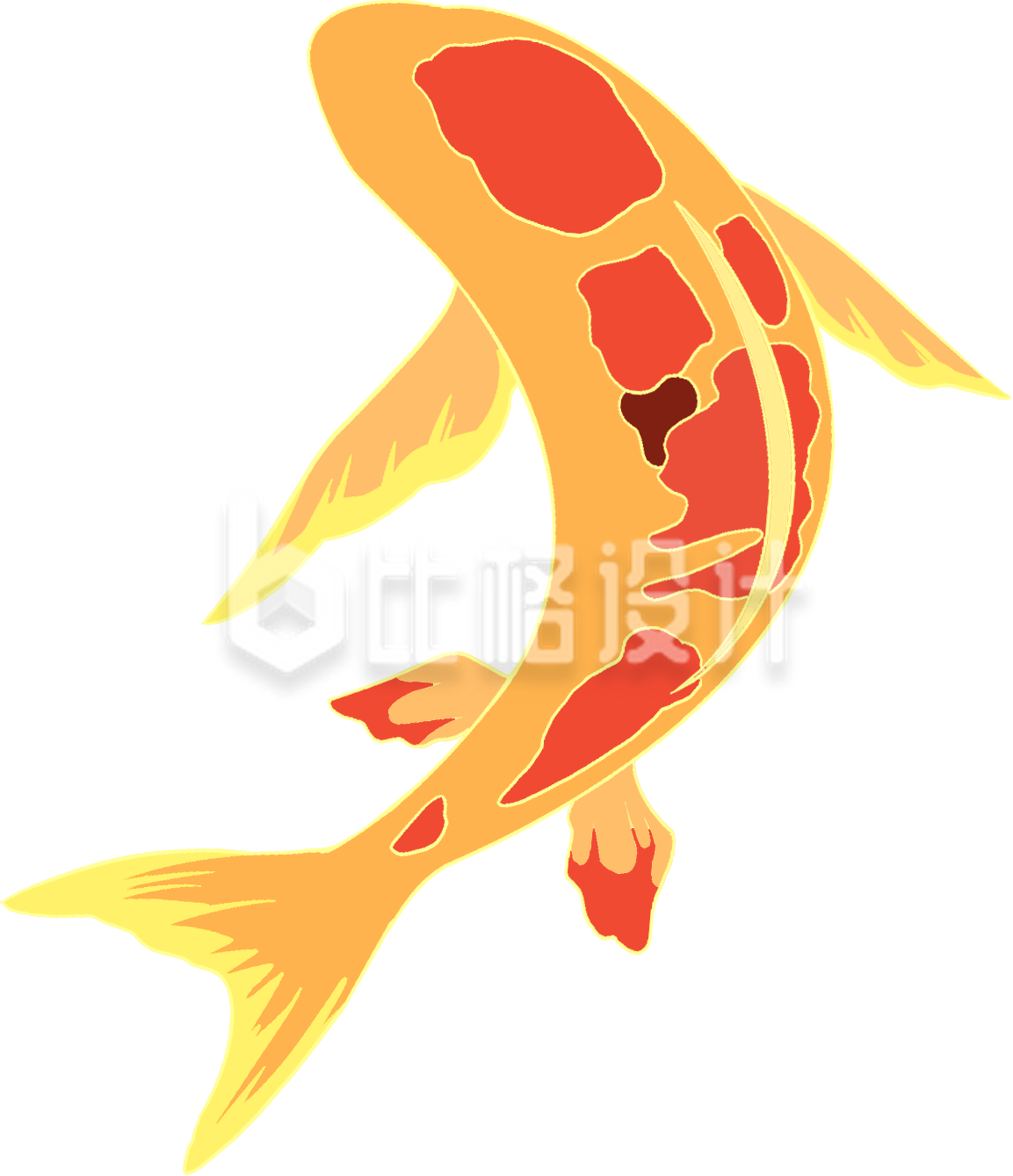 锦鲤鱼手绘插画趣味