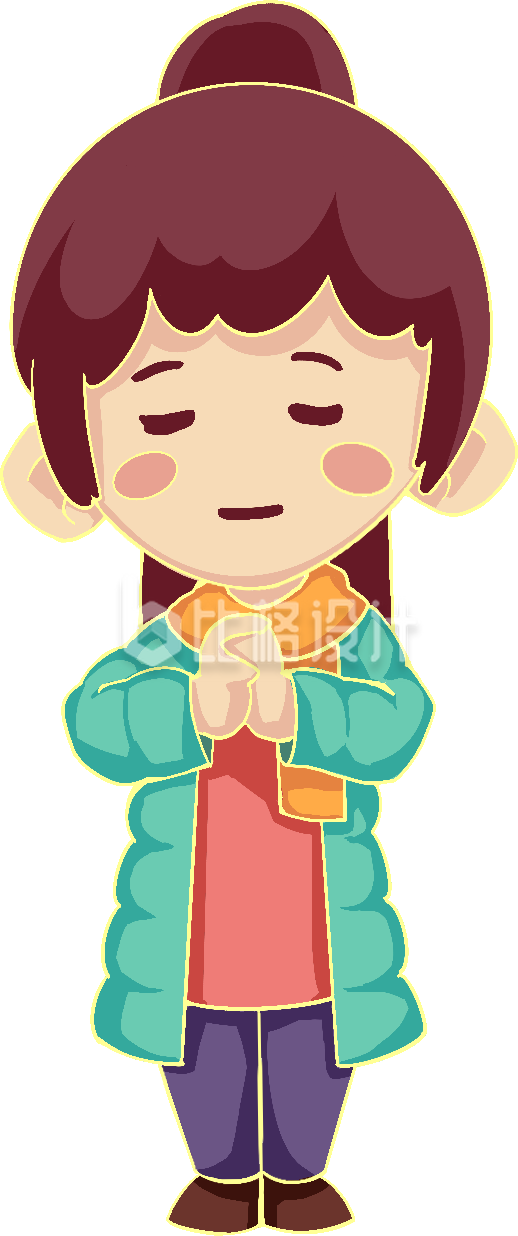 许愿小女孩手绘插画趣味