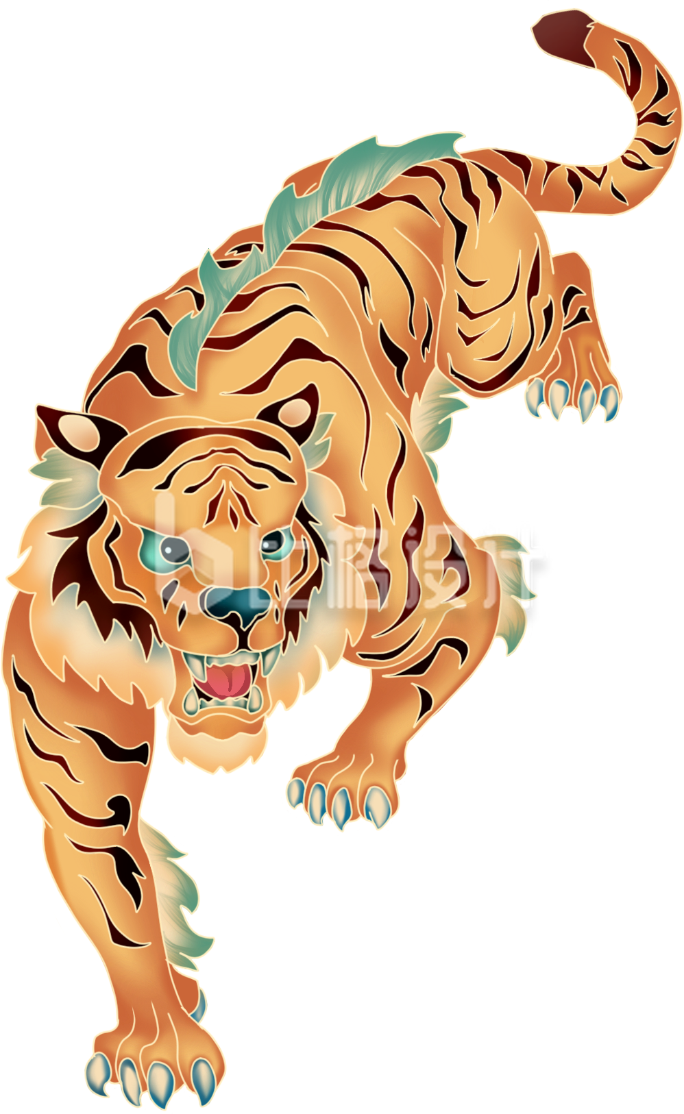 老虎手绘插画趣味