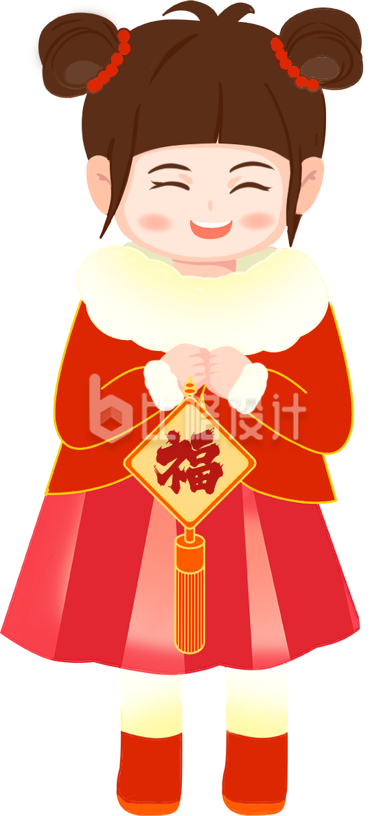 可爱手绘插画小女孩
