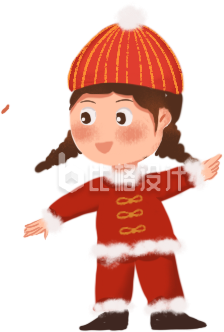 过年喜庆小女孩手绘插画