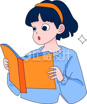 看书的小姑娘手绘插画
