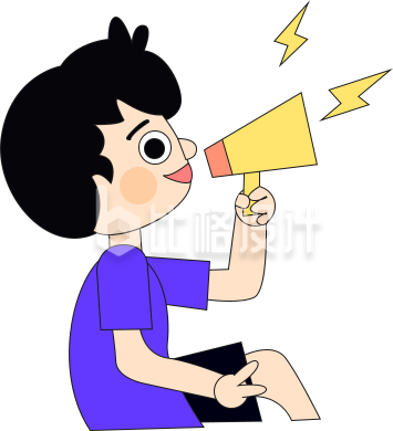 喊话的 小男孩手绘插画趣味可爱