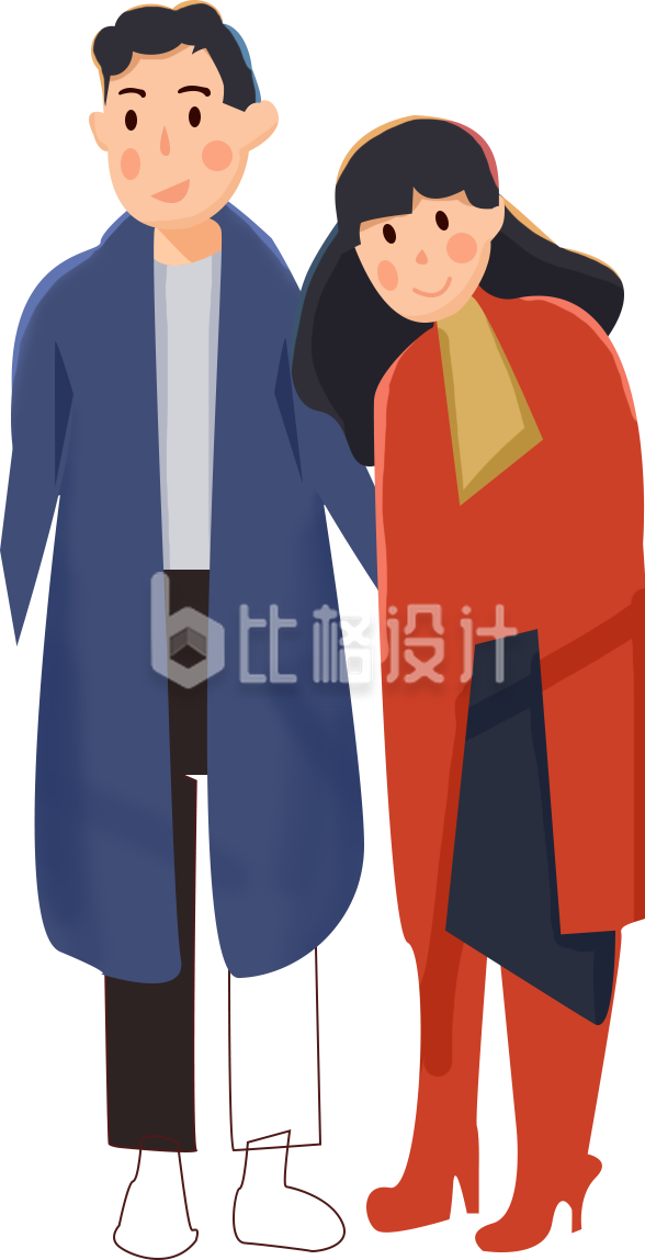 卡通风格情侣插画，适合情人节宣传物料