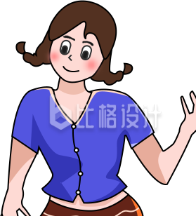 穿着蓝色上衣的可爱卡通女性形象