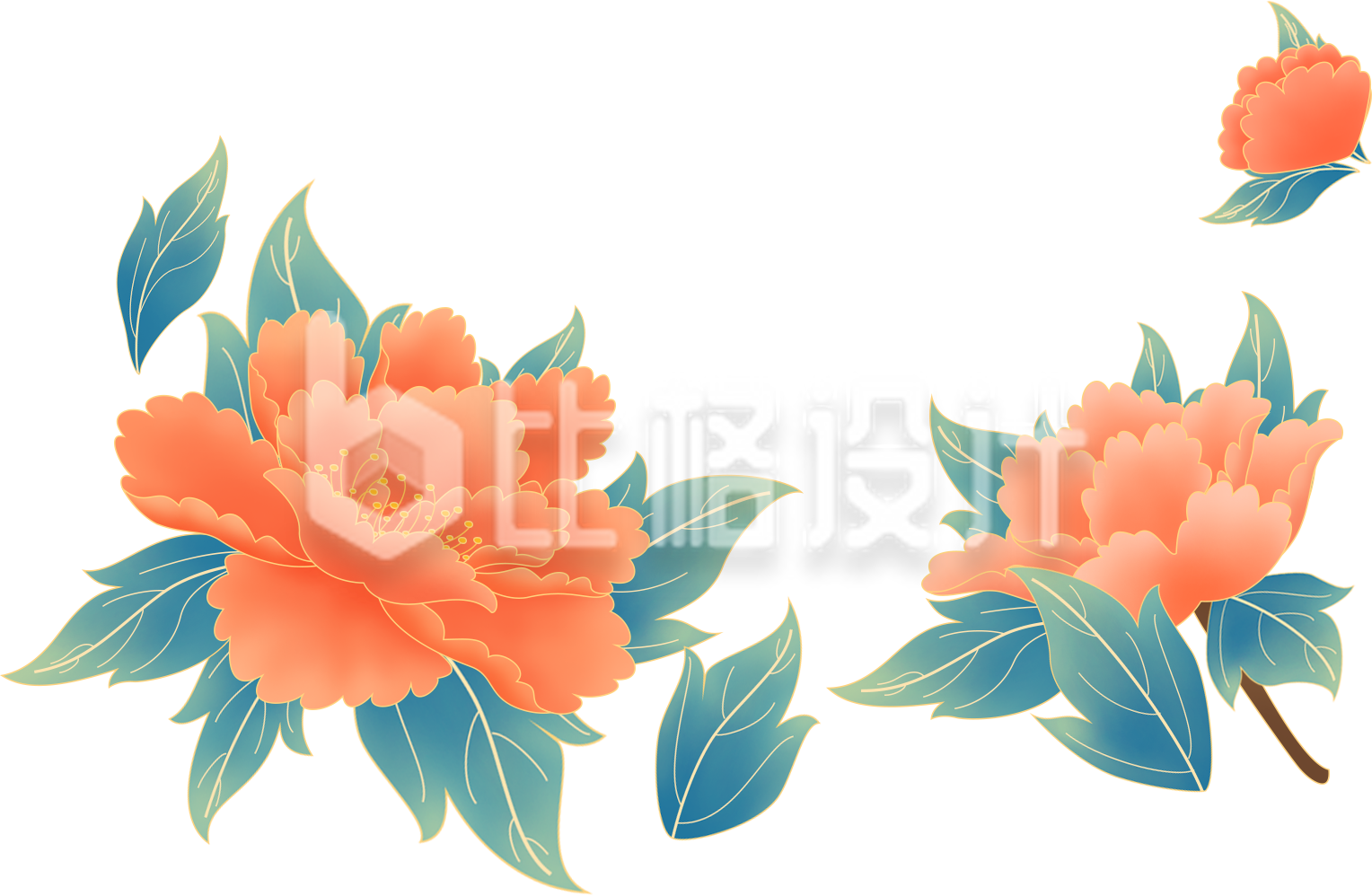 唯美橙花绿叶装饰素材 清新雅致尽显魅力