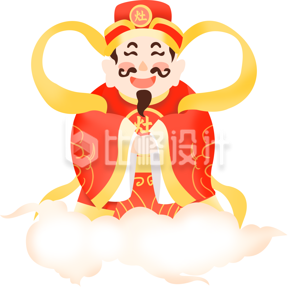 喜庆灶神形象图，传统春节宣传必备素材