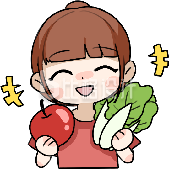 可爱女孩手持蔬果形象 健康饮食宣传海报