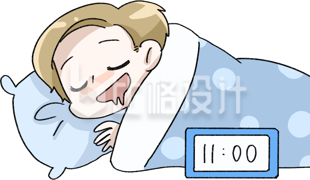11点还在熟睡的可爱卡通人物形象