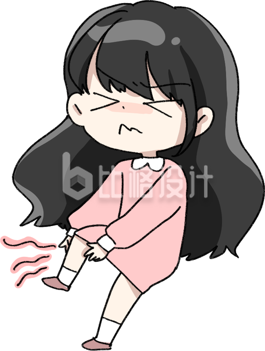 小腿疼痛手绘插画
