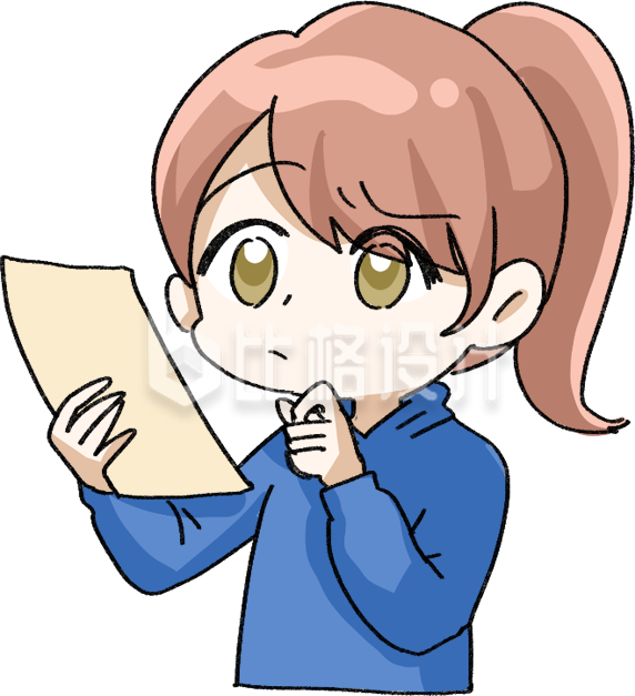 疑惑不解小女孩手绘插画