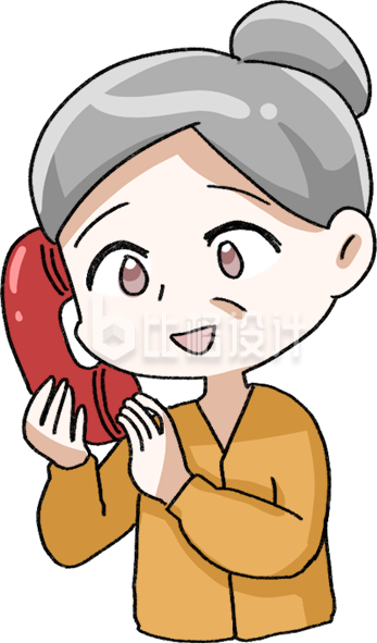 打电话的老人家手绘插画