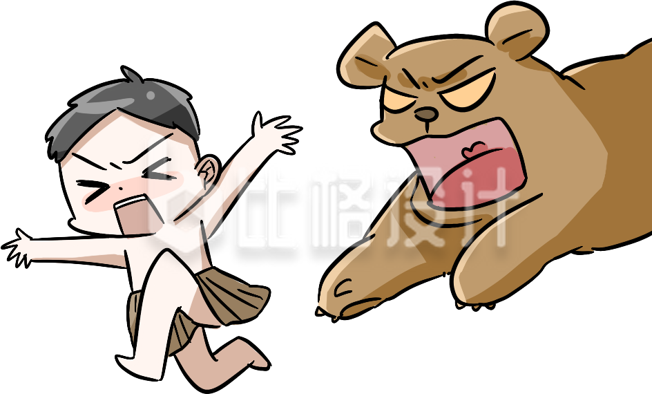 狗熊追求人类趣味可爱手绘