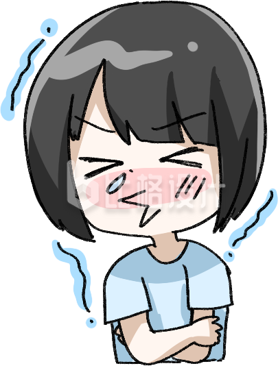 感冒手绘小女孩插画