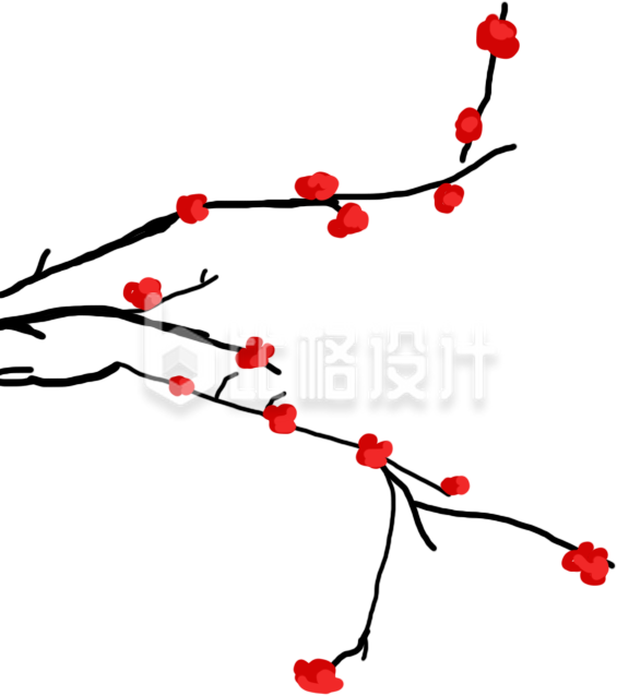 梅花手绘插画红色