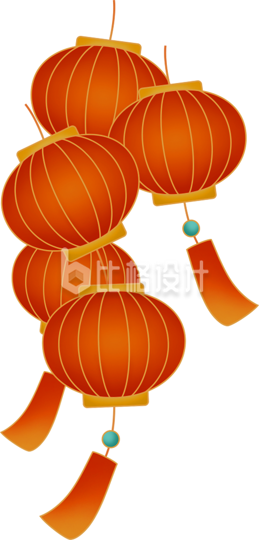 喜庆一串灯笼手绘插画