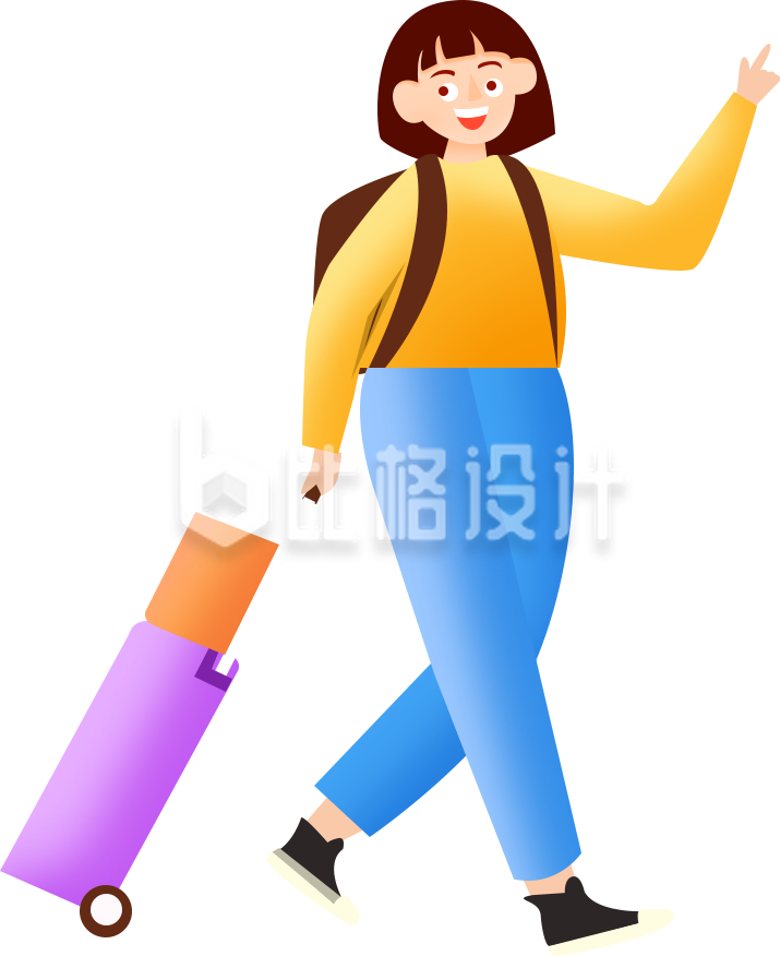 拉着行李箱回家过年手绘